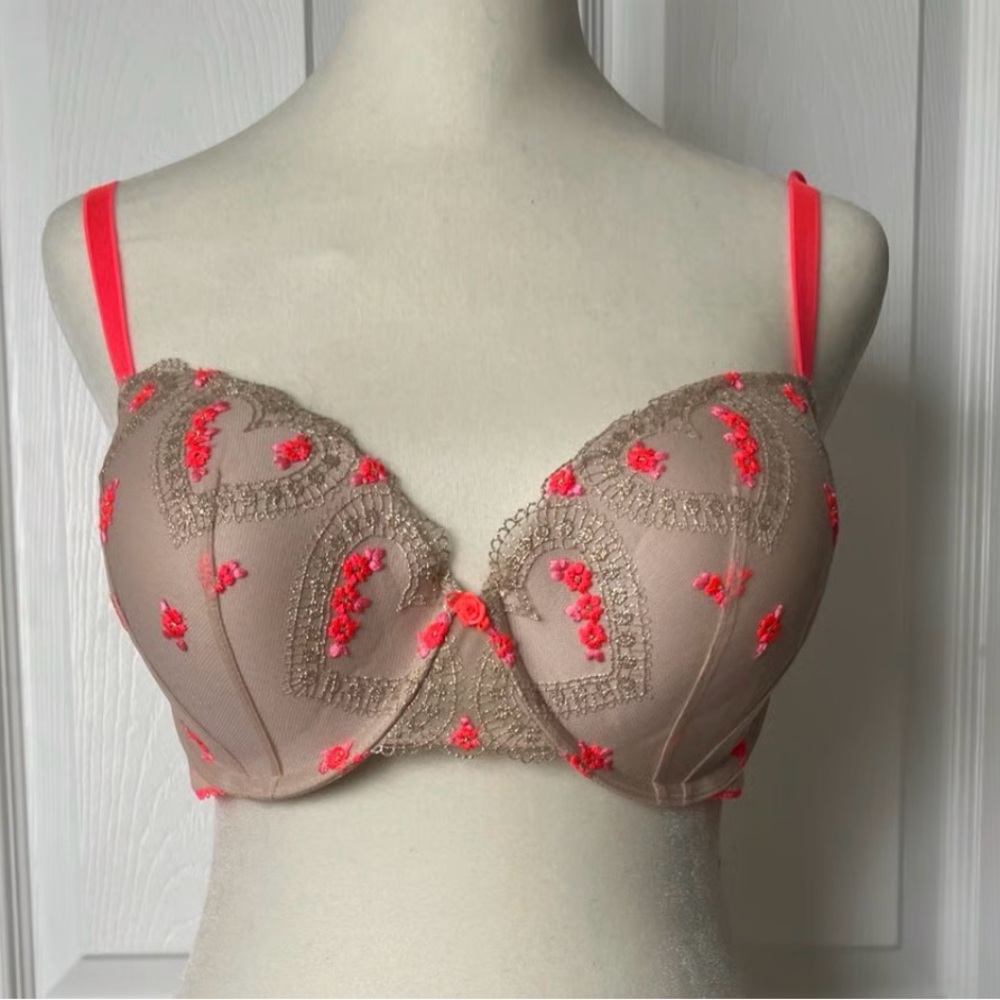 Victoria's Secret Tan and Neon Pink Bra